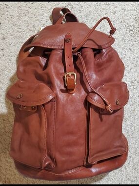 Ralph Lauren Double RL Brown Leather Backpack